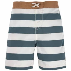 LÄSSIG Short de Bain Splash & Fun Rayé Blanc Cassé et Bleu - 6/12 Mois