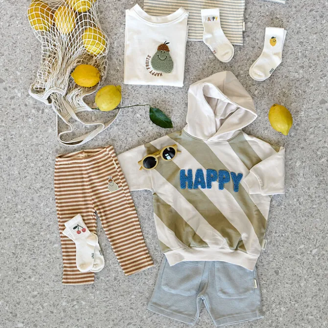 LÄSSIG Sweat à Capuche Little Gang Happy Blanc Kaki - 1/2 Ans