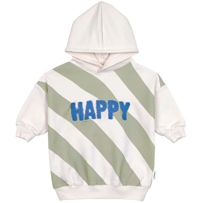 LÄSSIG Sweat à Capuche Little Gang Happy Blanc Kaki - 2/4 Ans