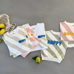 LÄSSIG Sweat Little Gang Happy Blanc Rose - 6/12 Mois