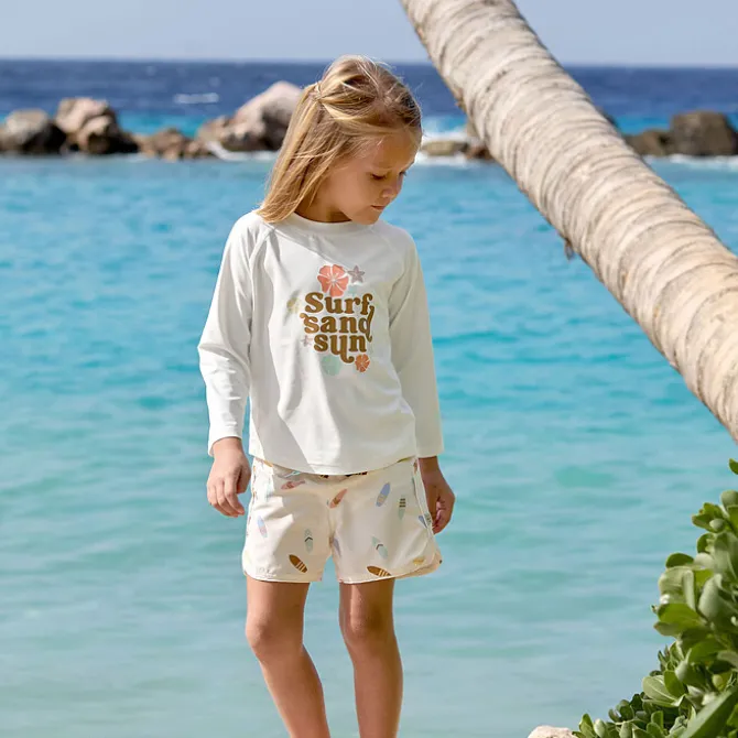 LÄSSIG T-shirt Anti-UV Manches Longues Fleurs Ecru - 18/24 Mois