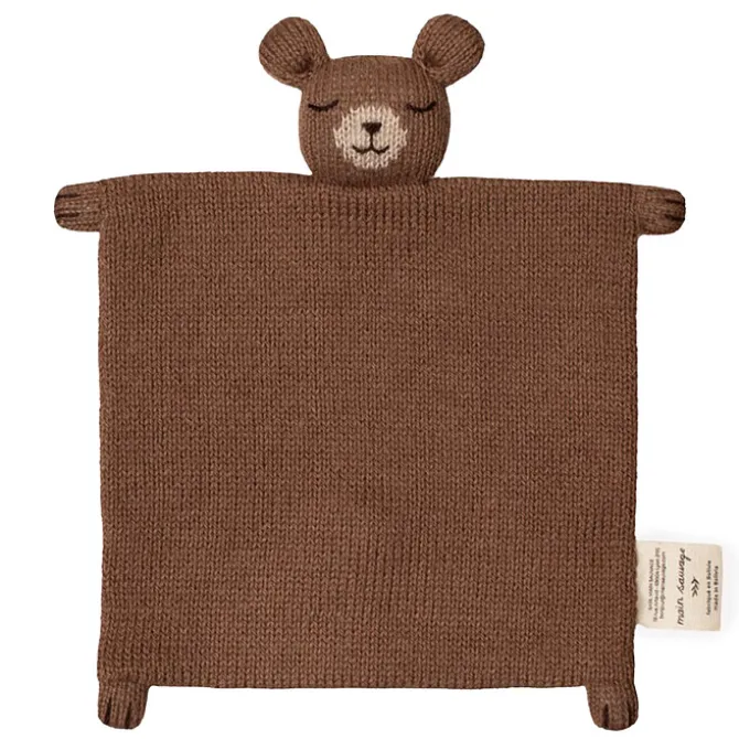 Main Sauvage Doudou Plat Tricoté Ourson