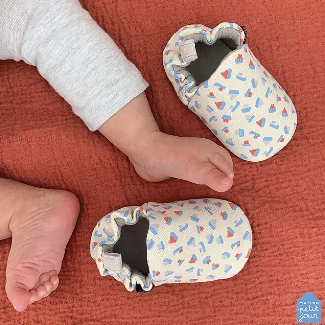 Maison Petit Jour Chaussons en Coton Les Bateaux - 16/17