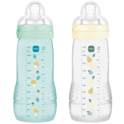 MAM Lot de 2 Biberons Easy Active 2ème Âge Ice & Pearl - 330 ml