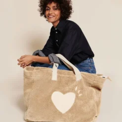 émoi émoi Cabas Coeur en Moumoute - Beige