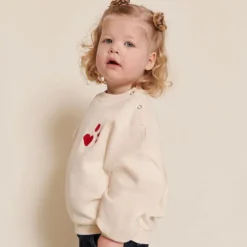 émoi émoi Sweat L'Amour est Déclaré Crème Rouge - 2 Ans