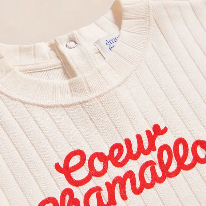 émoi émoi T-shirt Coeur Chamallow Crème - 4 Ans