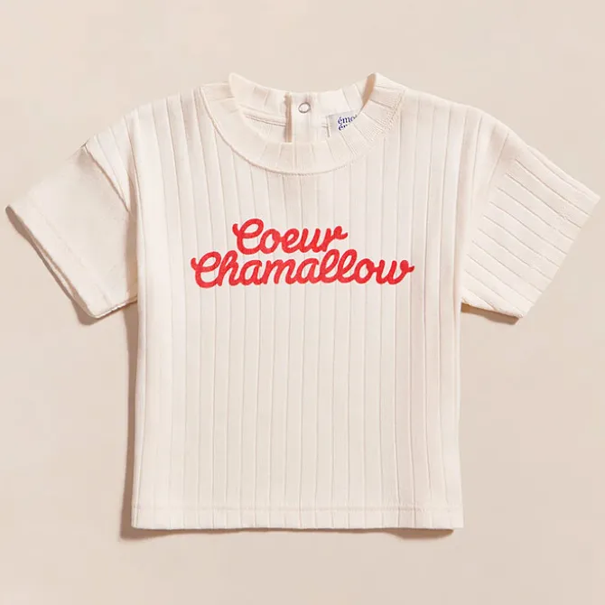 émoi émoi T-shirt Coeur Chamallow Crème - 4 Ans