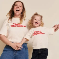 émoi émoi T-shirt Coeur Chamallow Crème - 4 Ans