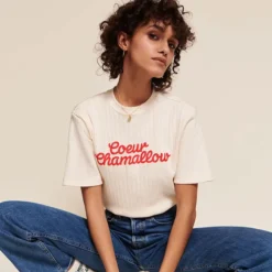 émoi émoi T-shirt Coeur Chamallow Crème - M