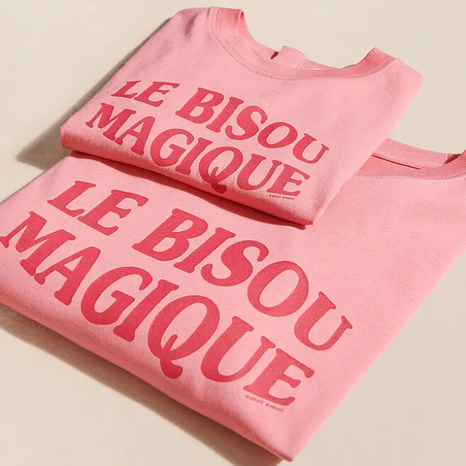émoi émoi T-shirt Le Bisou Magique Framboise - 6 Mois