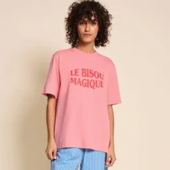 émoi émoi T-shirt Le Bisou Magique Framboise - L