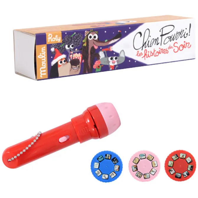 Moulin Roty Lampe à Histoires Chien Pourri - Ecole des Loisirs (3 disques)