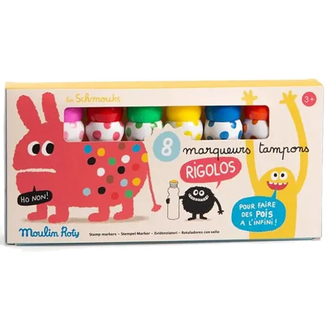 Moulin Roty Lot de 8 Marqueurs Tampons - Les Schmouks