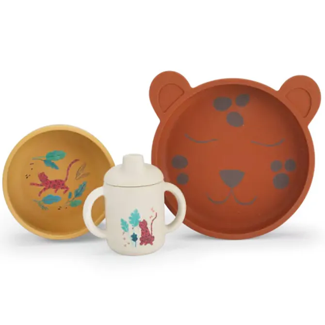 Moulin Roty Set de Vaisselle Silicone 3 Pièces - La Forêt Mawa