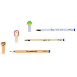Mr Wonderful Lot de 3 Stylos Effaçables Bo-Bo - Écureuil, Hérisson et Crocodile