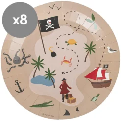 My Little Day Lot de 8 Assiettes en Papier - Pirate