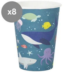 My Little Day Lot de 8 Gobelets en Papier Océan - 205 ml