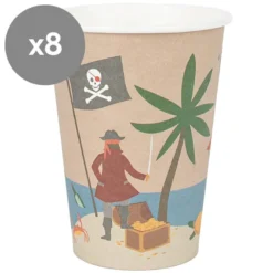 My Little Day Lot de 8 Gobelets en Papier Pirate - 205 ml