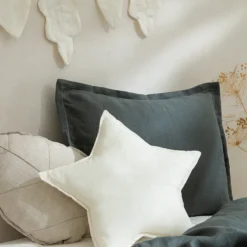 Nobodinoz Coussin Feuille Lin Français - Greige