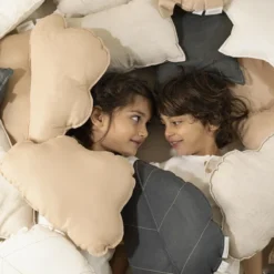 Nobodinoz Coussin Feuille Lin Français - Off White