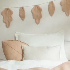 Nobodinoz Coussin Feuille Lin Français - Sand