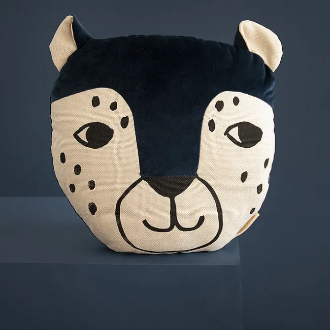 Nobodinoz Coussin Leopard - Night Blue