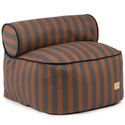 Nobodinoz Fauteuil Pouf Majestic - Blue Brown Stripes