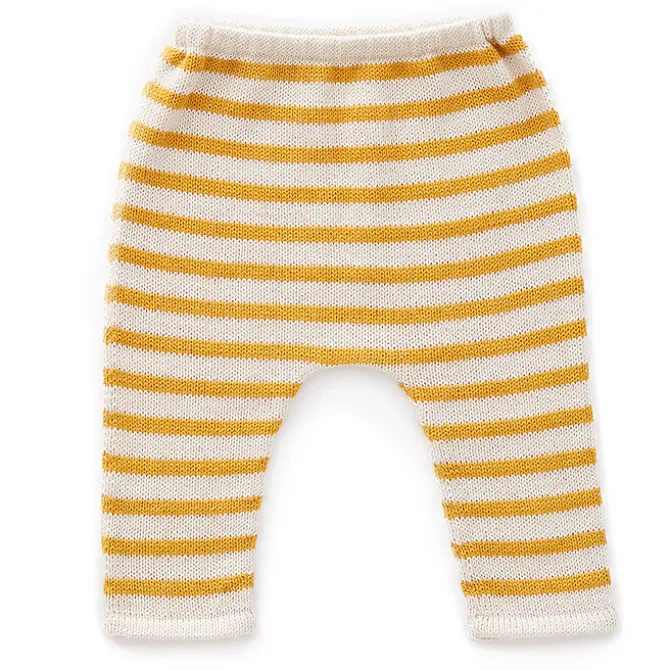 Oeuf NYC Pantalon à Rayures Blanc et Mimosa - 6 Mois