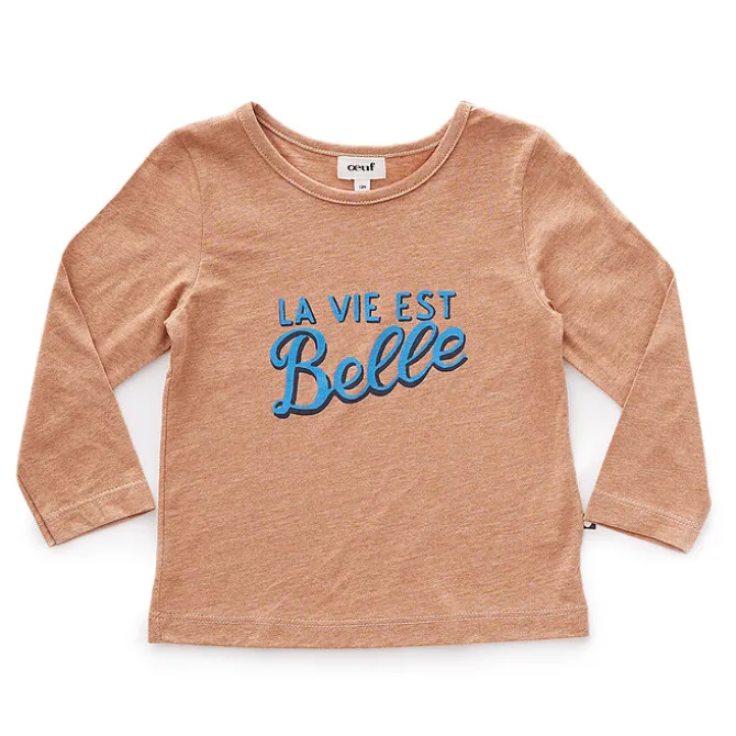 Oeuf NYC Tee-shirt La Vie Est Belle Marron - 18 Mois