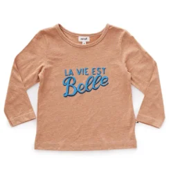 Oeuf NYC Tee-shirt La Vie Est Belle Marron - 12 Mois
