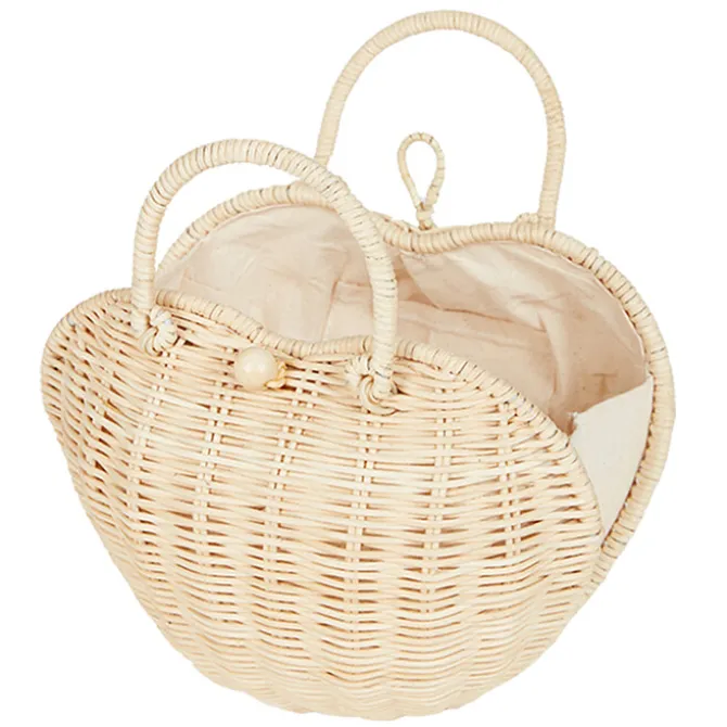 Olli Ella Panier en Rotin Coeur - Paille