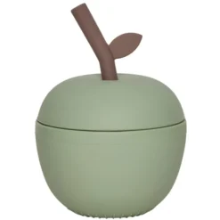 OYOY Verre avec Paille Pomme - Green