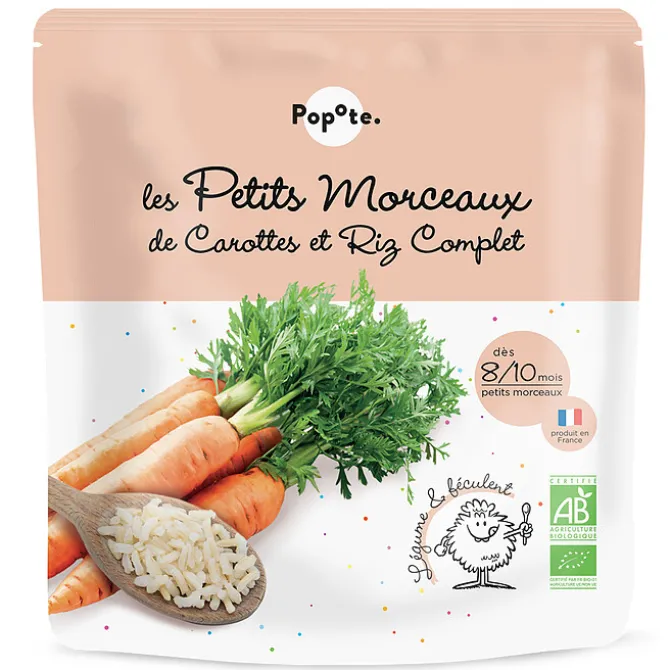 Popote Les Petits Morceaux Carottes et Riz Complet - 190 g