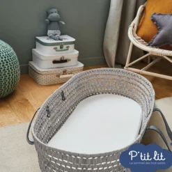 P'tit Lit Matelas Mon P'tit Matelas de Couffin Bambou Déhoussable - 32 x 72 cm