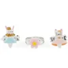 Rex London Lot de 3 Bagues Pailletées - Lapin, Chat et Fleur
