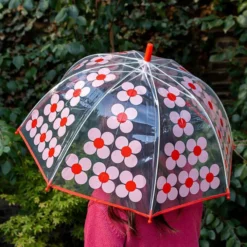 Rex London Parapluie Transparent - Pink Daisy