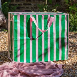 Rex London Sac de Rangement Jumbo - Rayures Roses et Vertes
