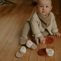 Rien que des bêtises Chaussons Velours Taupe - 22/23