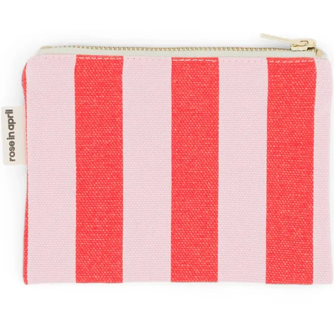 Rose in April Porte-monnaie Marie - Rayures Candy Pink et Rouge