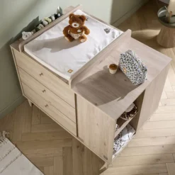 Sauthon Commode et Plan à Langer Ilot Bébé - Chêne Suave