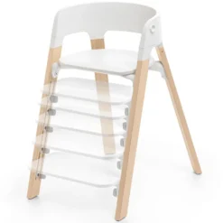 Stokke Chaise Haute Steps avec Plateau et Baby Set - Blanc et Naturel