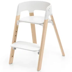 Stokke Chaise Haute Steps avec Plateau et Baby Set - Blanc et Naturel