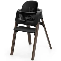 Stokke Chaise Haute Steps avec Plateau et Baby Set - Noir et Brun Chaud