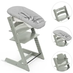 Stokke Chaise Haute Tripp Trapp avec Newborn Set et Baby Set - Vert Glacier
