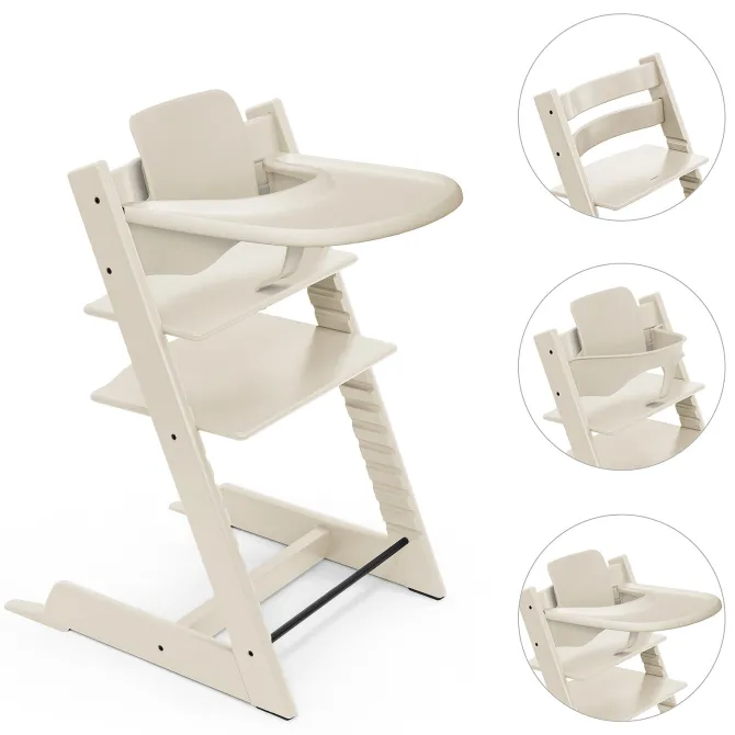 Stokke Chaise Haute Tripp Trapp avec Plateau et Baby Set - Blanc Vanille