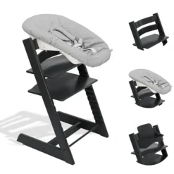 Stokke Chaise Haute Tripp Trapp avec Newborn Set et Baby Set - Noir et Anthracite