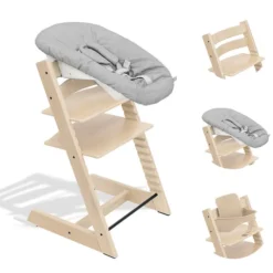 Stokke Chaise Haute Tripp Trapp avec Newborn Set et Baby Set - Naturel et Gris