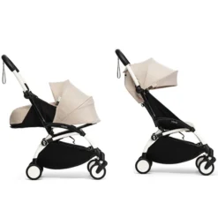 Stokke Poussette YOYO³ Complète 0+ et 6+ x Bonpoint Châssis Blanc - Beige