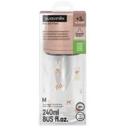 Suavinex Biberon Verre Tétine Symétrique SX Pro Wonderland Pink - 240 ml